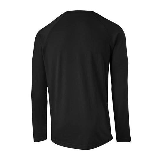 Back of Mtn Flo long sleeved black shirt