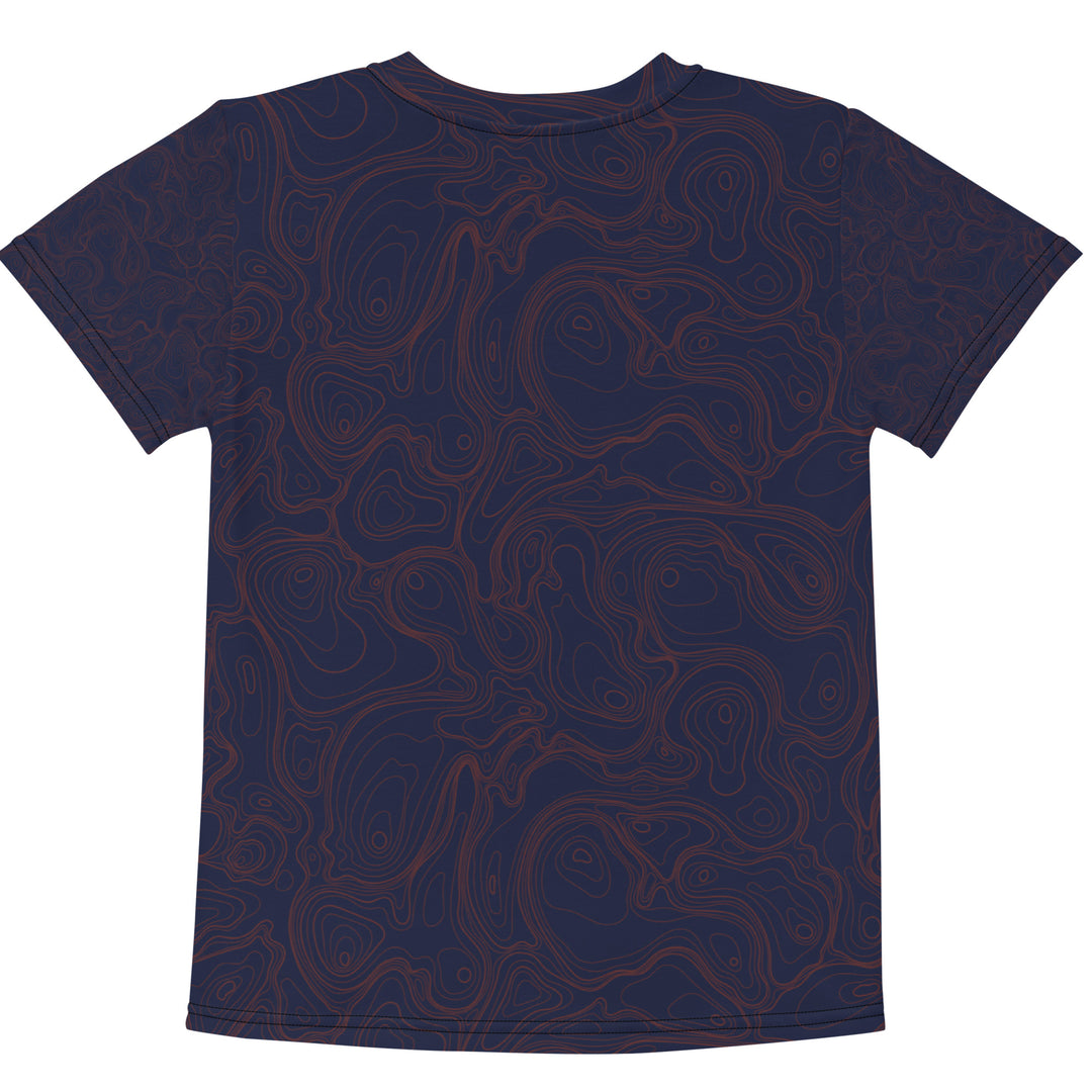 Topographic Map in Navy & Neon Orange Performance Kids Tee