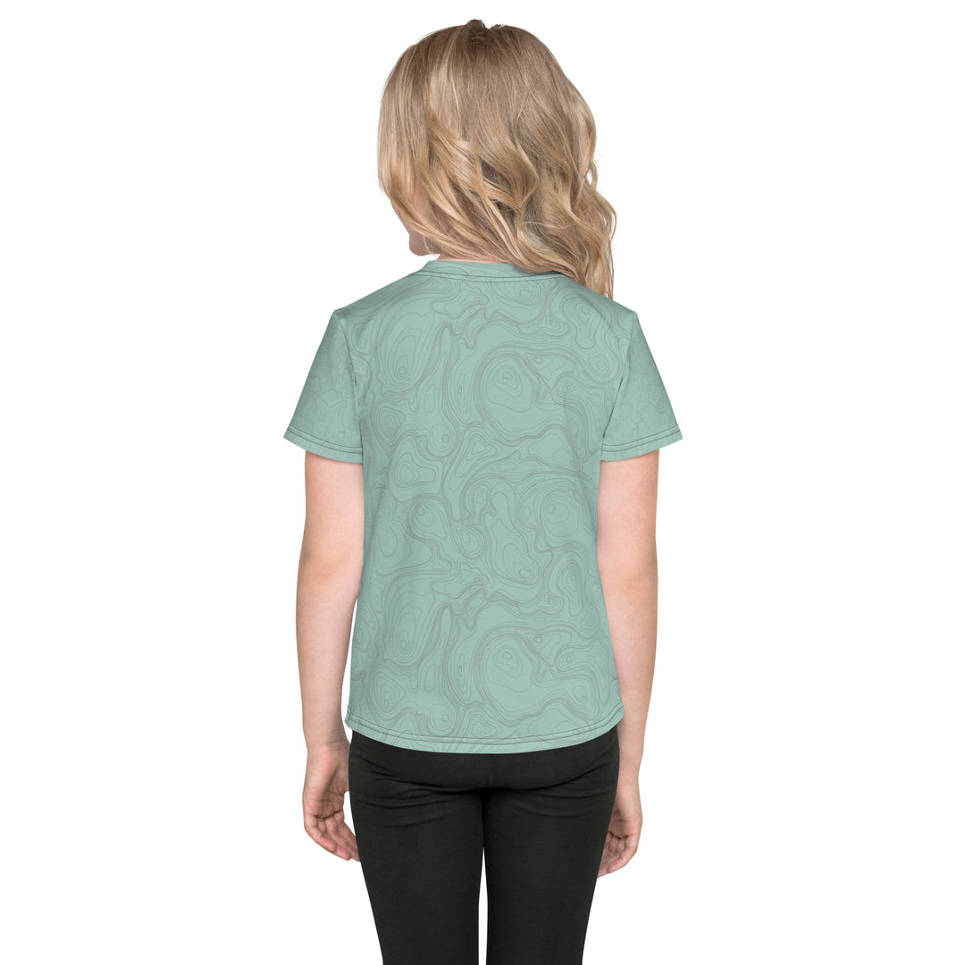 Topographic Map in Mint & Gray Kids Performance Tee