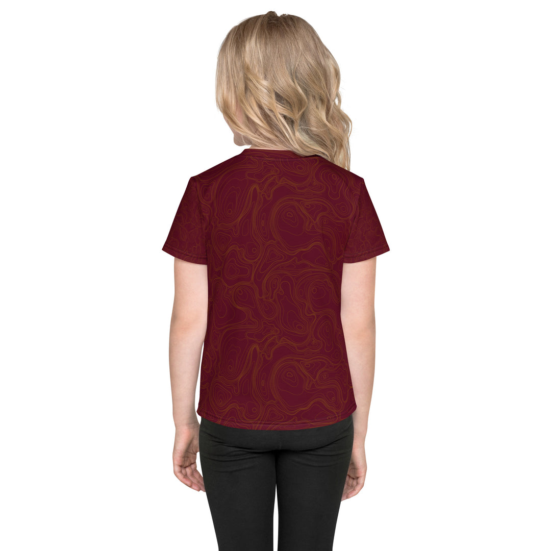 Topographic Map in Maroon & Gold Kids Performance Tee by Mtn Flo