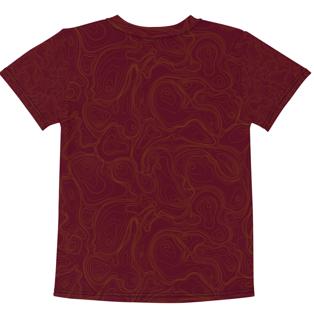 Topographic Map in Maroon & Gold Kids Performance Tee by Mtn Flo