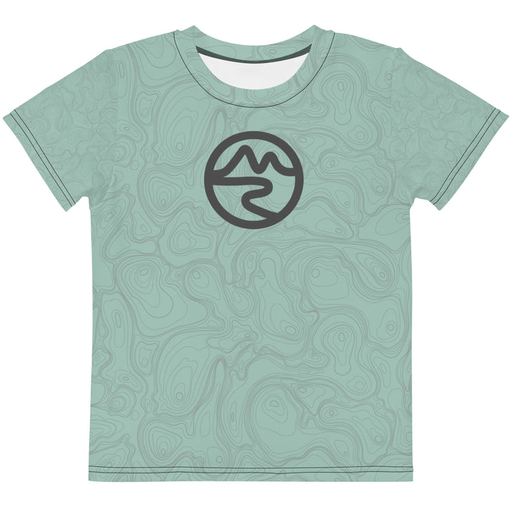 Topographic Map in Mint & Gray Kids Performance Tee