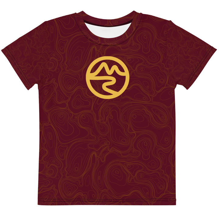 Topographic Map in Maroon & Gold Kids Performance Tee by Mtn Flo