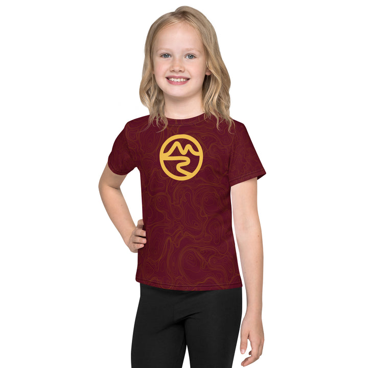 Topographic Map in Maroon & Gold Kids Performance Tee by Mtn Flo