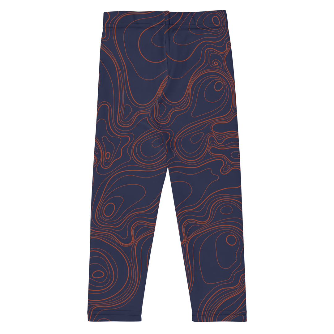 Topographic Map in Navy & Orange Kids Leggings