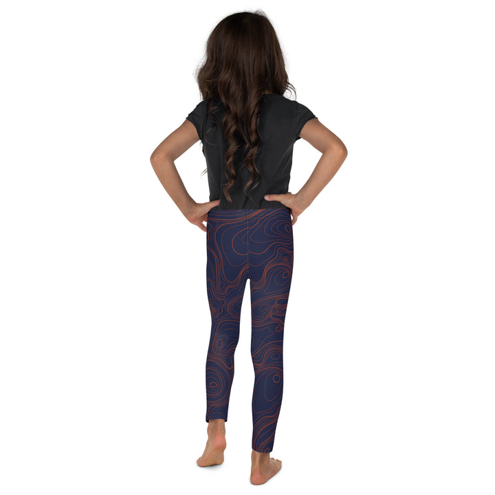 Topographic Map in Navy & Orange Kids Leggings