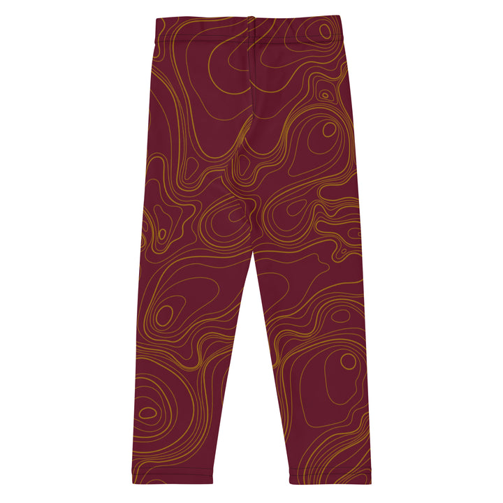 Topographic Map in Maroon & Gold Kid's Leggings