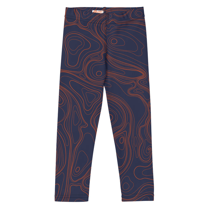 Topographic Map in Navy & Orange Kids Leggings