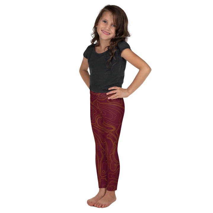 Topographic Map in Maroon & Gold Kid's Leggings