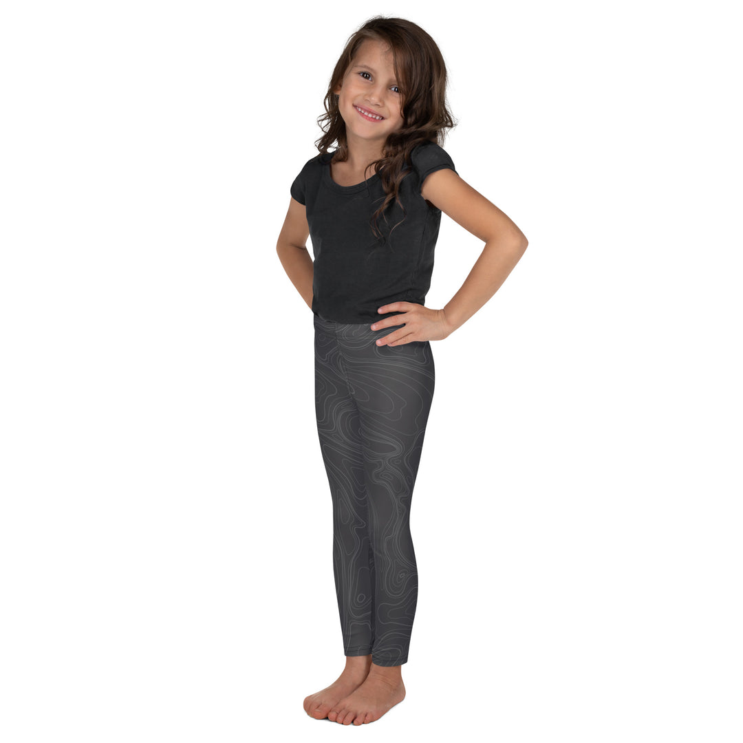 Topographic Map in Charcoal & Gray Kids Leggings