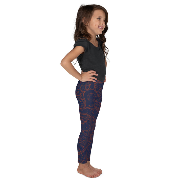 Topographic Map in Navy & Orange Kids Leggings