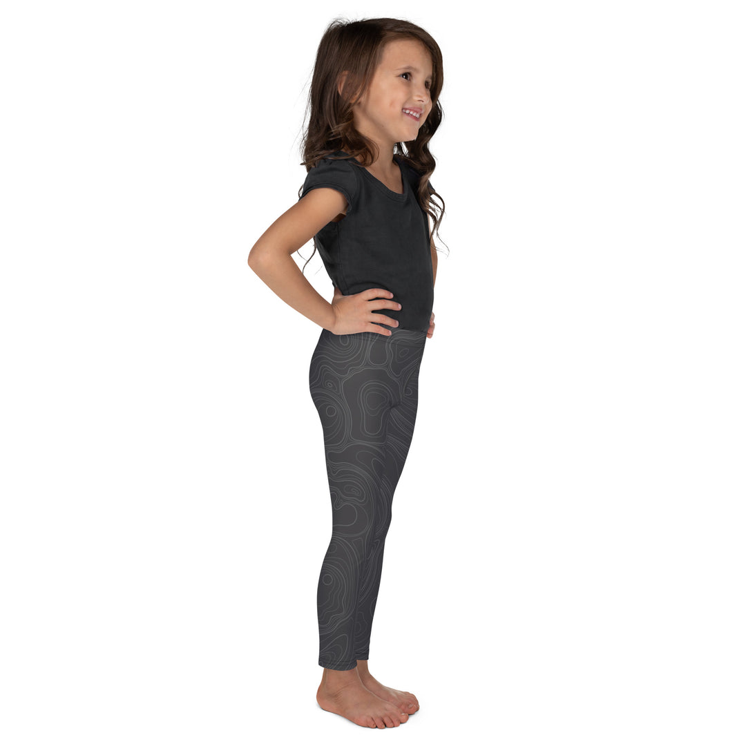 Topographic Map in Charcoal & Gray Kids Leggings