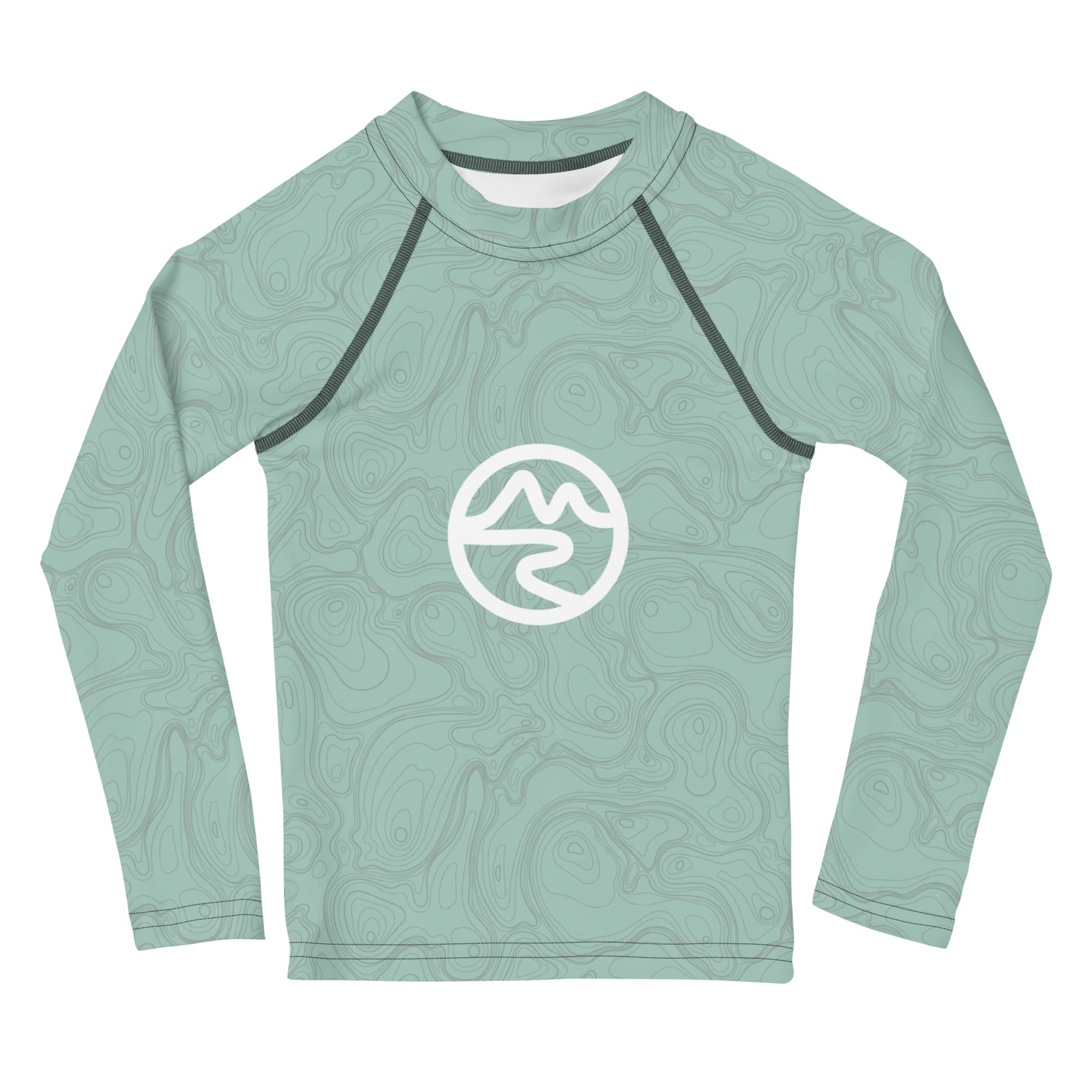 Mint Rash Guard Topographic Map in Mint & Gray Kids Rash Guard – Mtn Flo