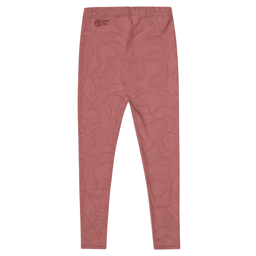 Topographic Map in Rose Leggings by Mtn Flo | Spandex Blend