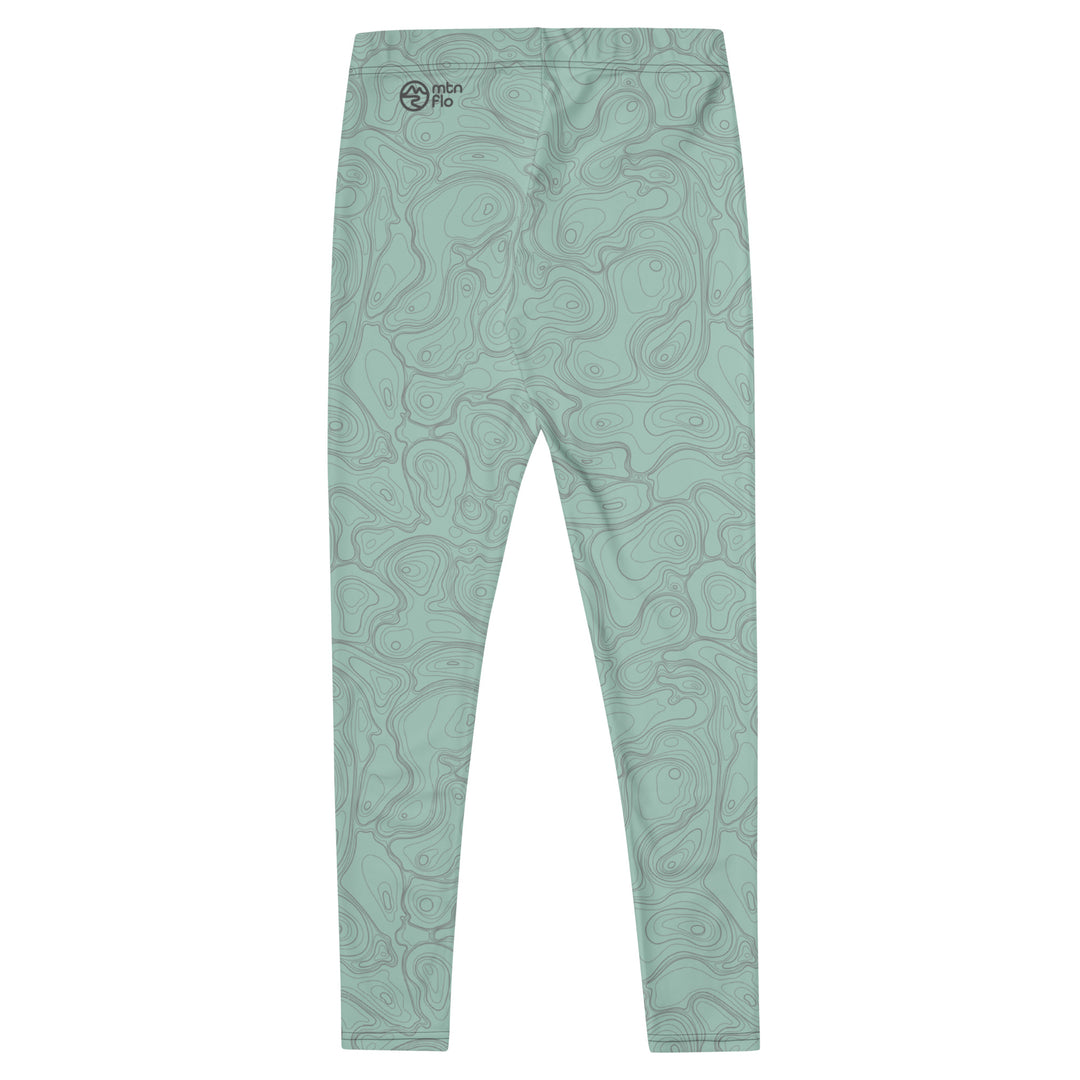 Topographic Map in Mint & Gray Leggings by Mtn Flo | Spandex Blend