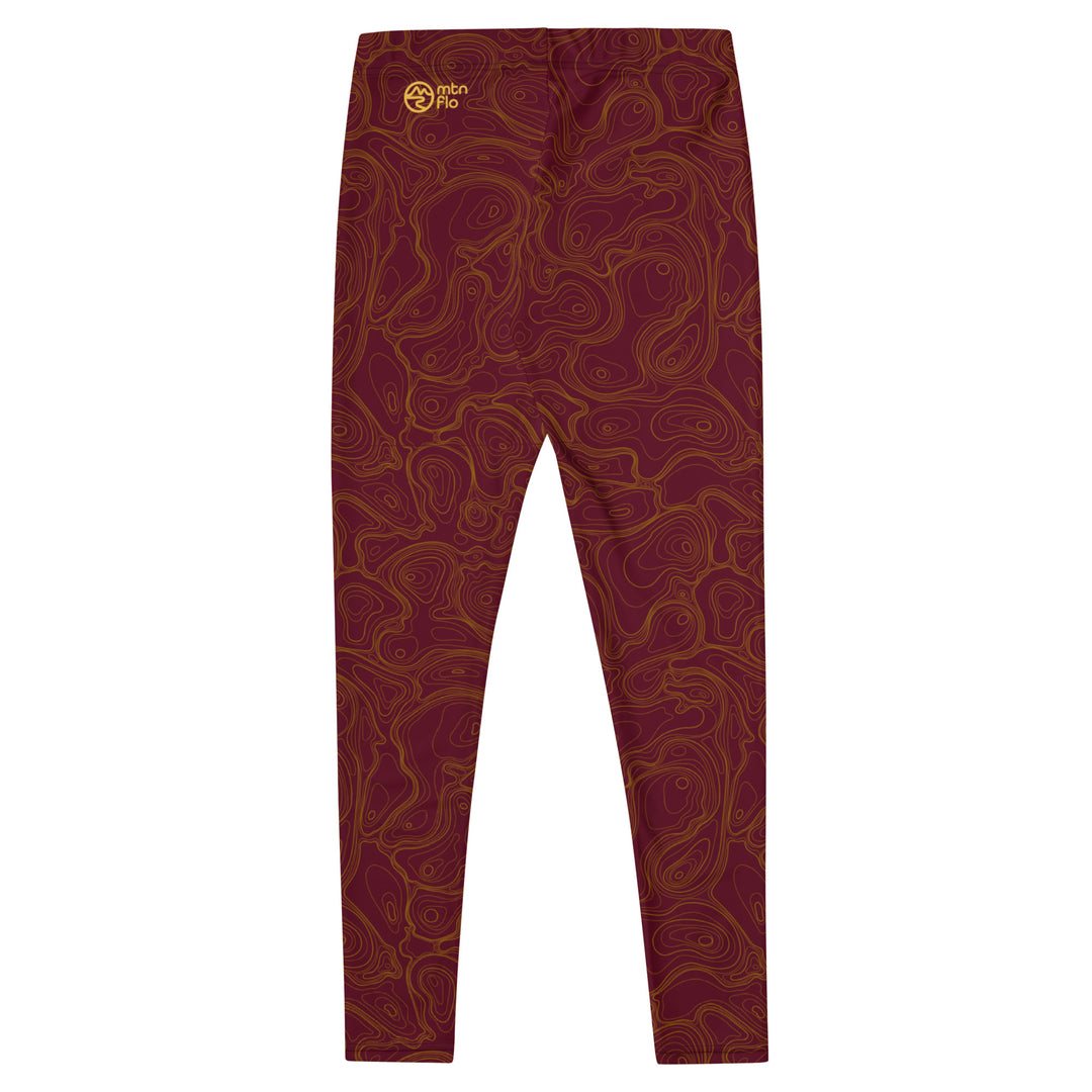 Topographic Map in Maroon & Gold Leggings by Mtn Flo