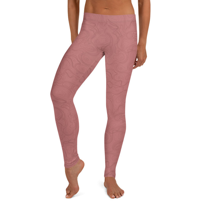 Topographic Map in Rose Leggings by Mtn Flo | Spandex Blend