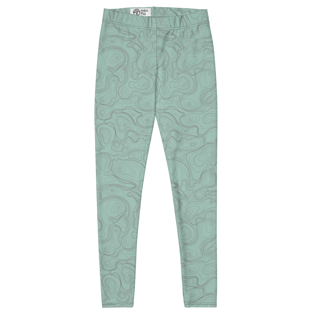 Topographic Map in Mint & Gray Leggings by Mtn Flo | Spandex Blend