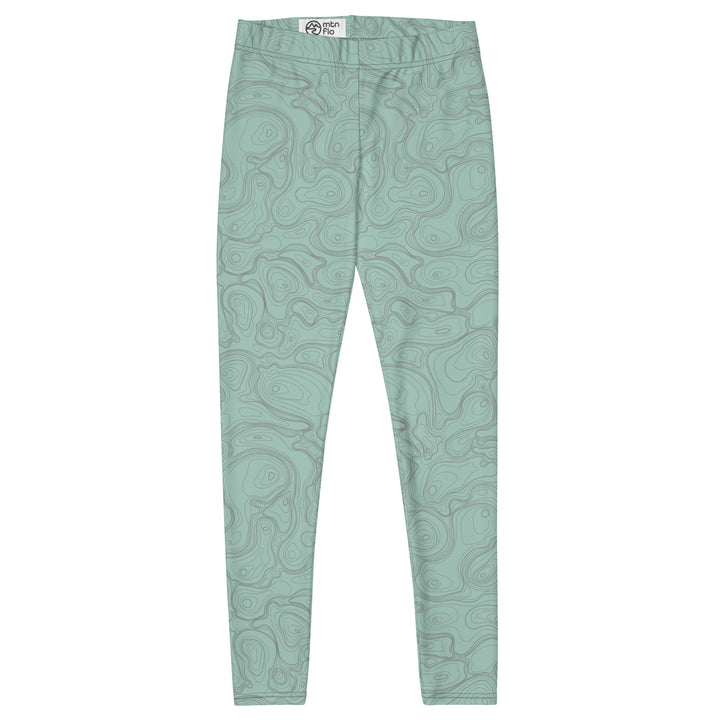 Topographic Map in Mint & Gray Leggings by Mtn Flo | Spandex Blend