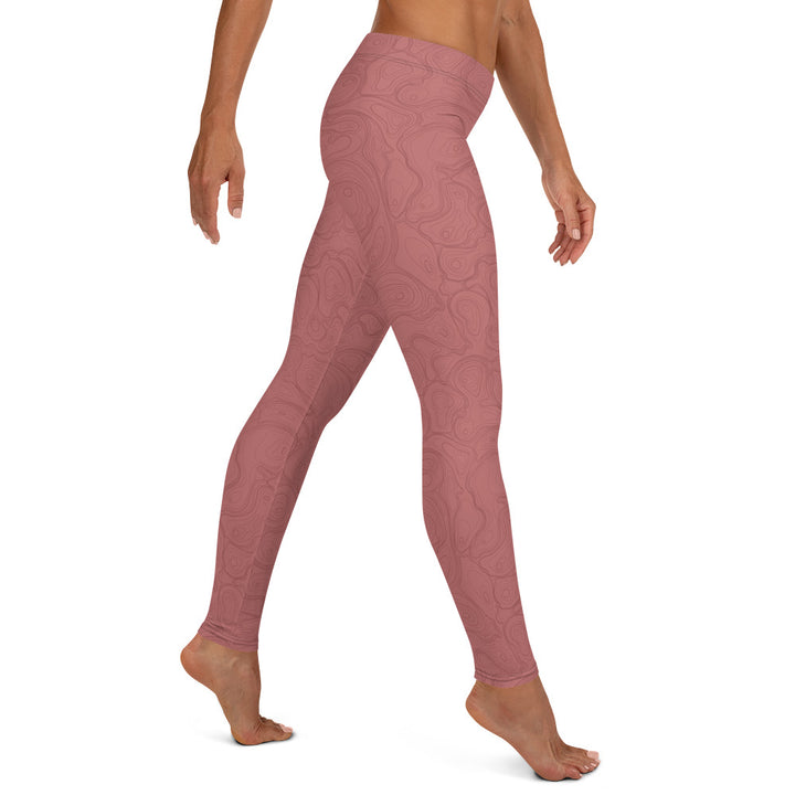 Topographic Map in Rose Leggings by Mtn Flo | Spandex Blend