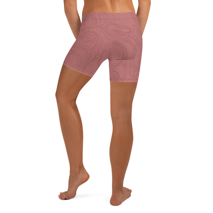 Topographic Map in Rose Shorts by Mtn Flo | Spandex Blend