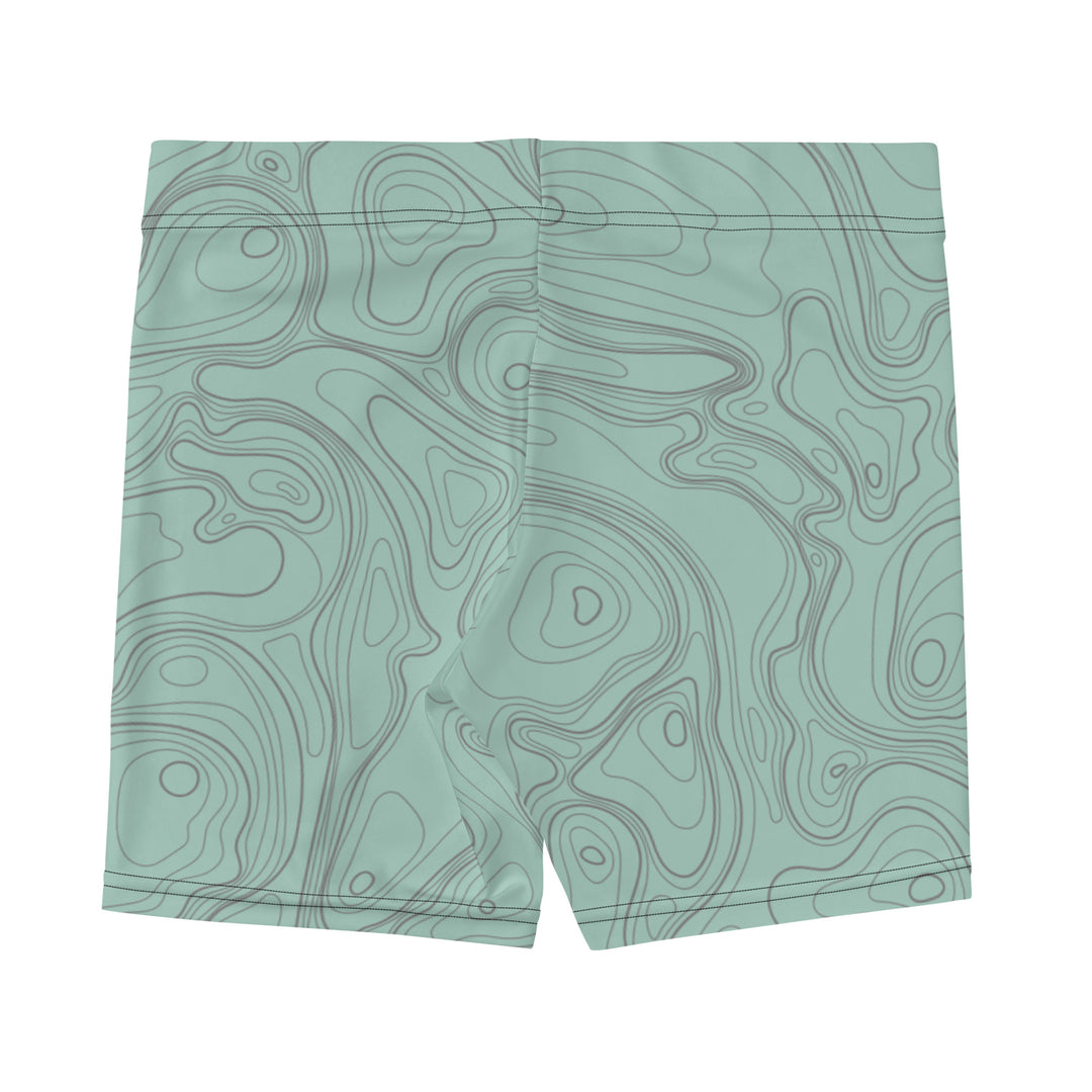 Topographic Map in Mint & Gray Shorts by Mtn Flo | Spandex Blend