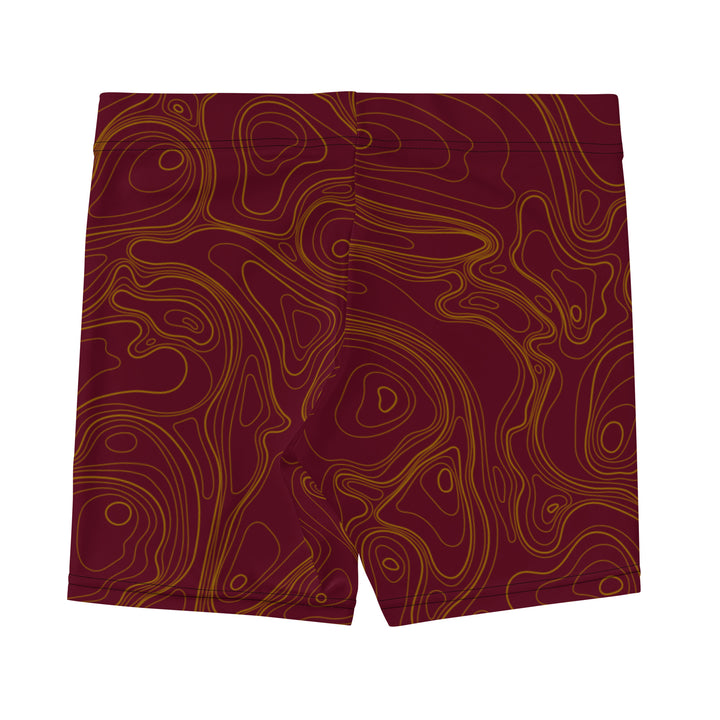 Topographic Map in Maroon & Gold Shorts by Mtn Flo | Spandex Blend