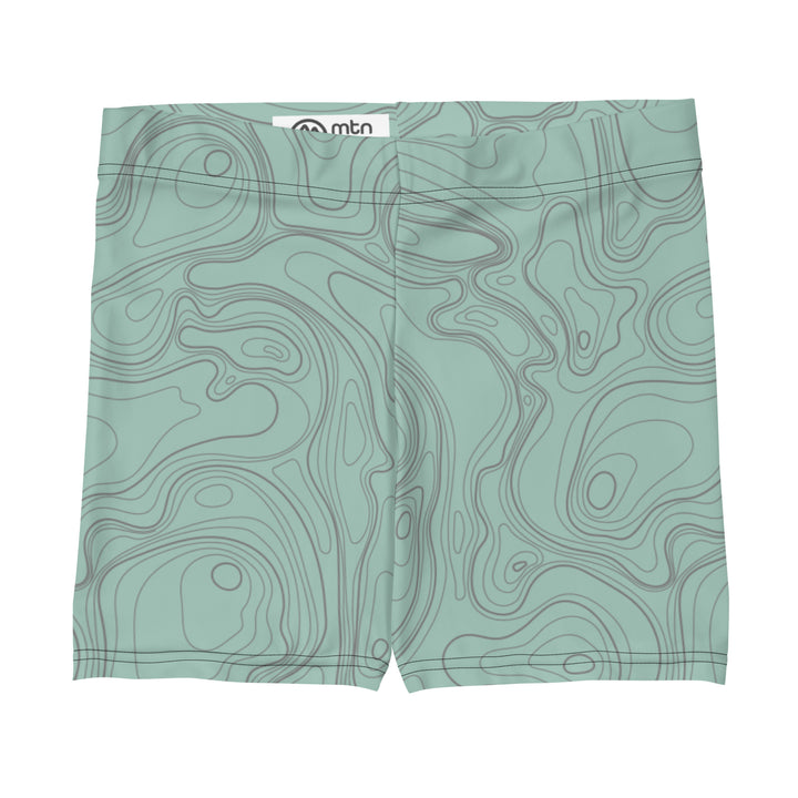 Topographic Map in Mint & Gray Shorts by Mtn Flo | Spandex Blend