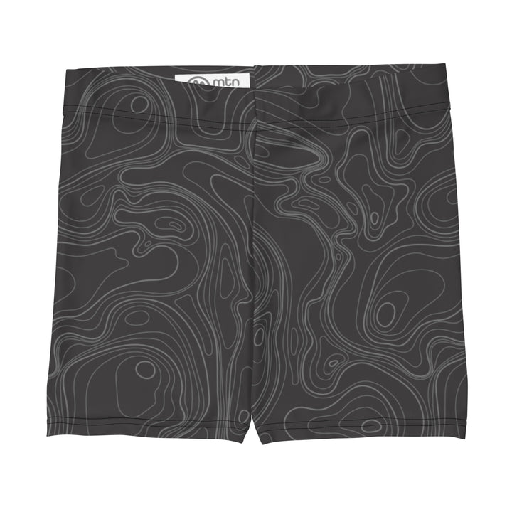 Topographic Map in Charcoal & Gray Shorts by Mtn Flo | Spandex Blend