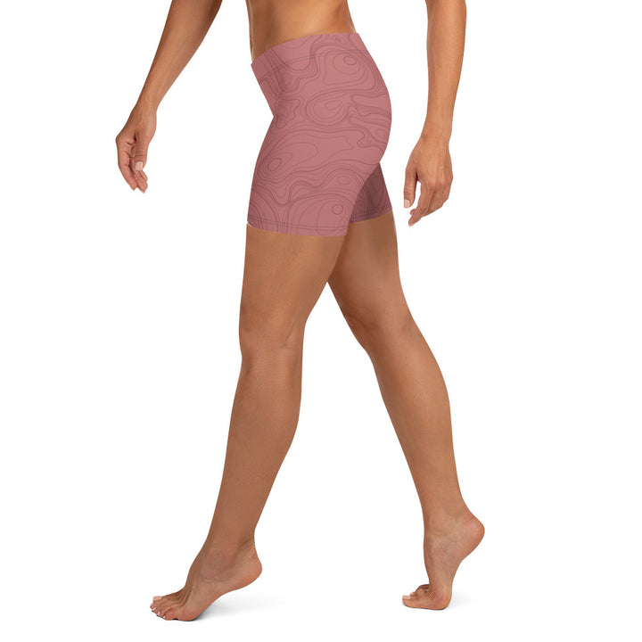 Topographic Map in Rose Shorts by Mtn Flo | Spandex Blend