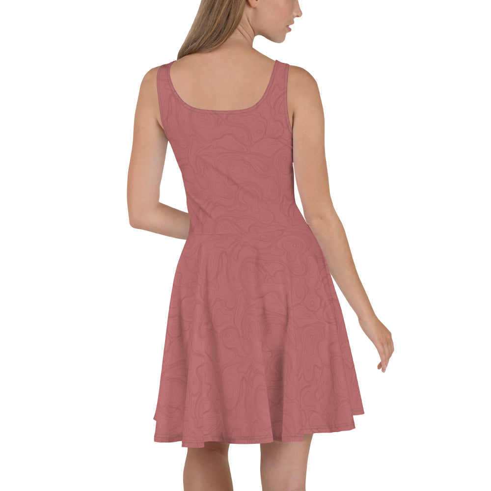 Topographic Map in Rose Skater Dress by Mtn Flo | Spandex Blend