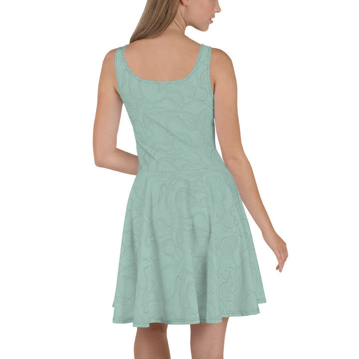 Topographic Map in Mint & Gray Skater Dress by Mtn Flo | Spandex Blend