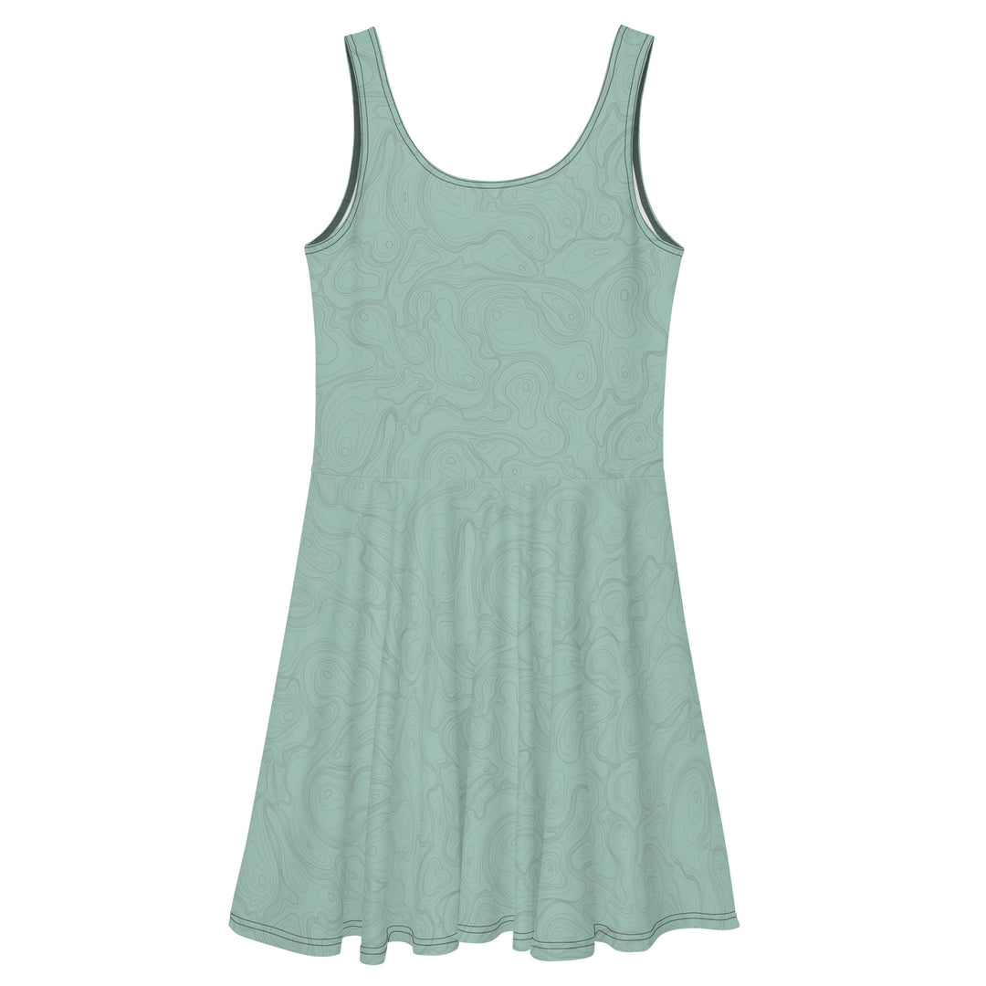 Topographic Map in Mint & Gray Skater Dress by Mtn Flo | Spandex Blend