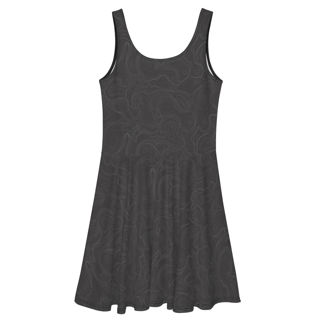 Topographic Map in Charcoal & Gray Skater Dress by Mtn Flo | Spandex Blend