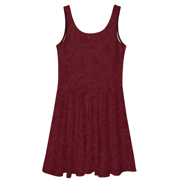 Topographic Map in Maroon & Gold Skater Dress by Mtn Flo | Spandex Blend