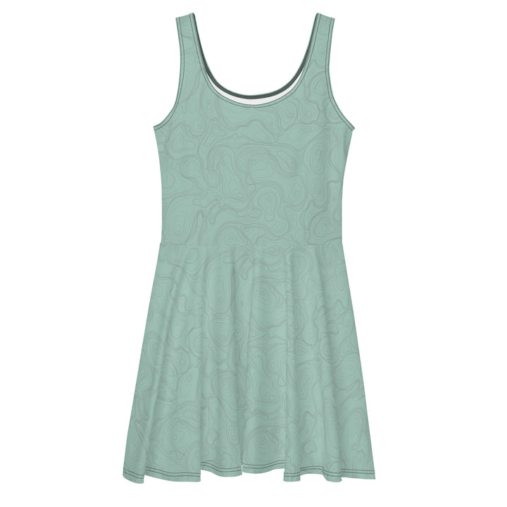 Topographic Map in Mint & Gray Skater Dress by Mtn Flo | Spandex Blend