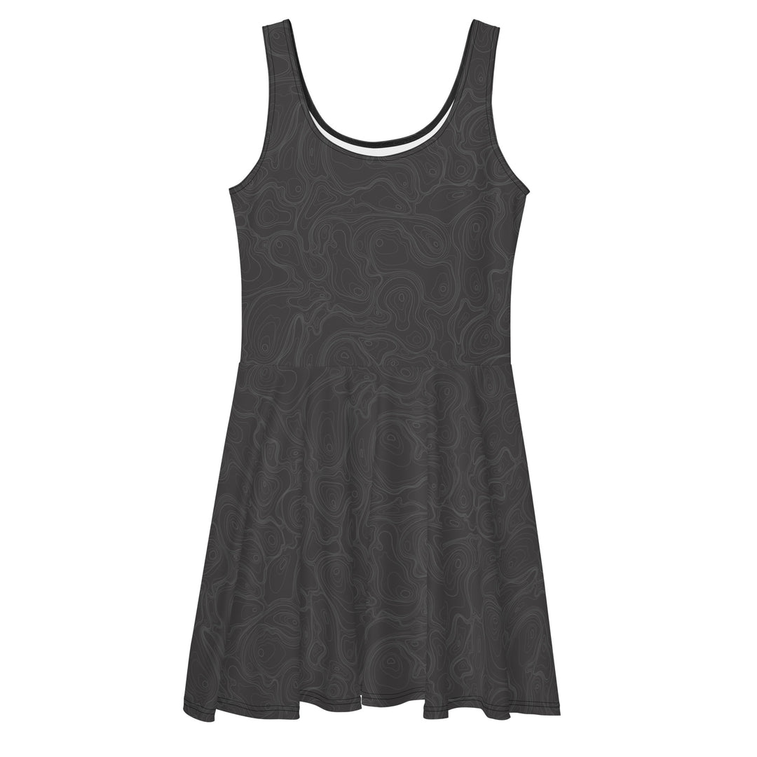 Topographic Map in Charcoal & Gray Skater Dress by Mtn Flo | Spandex Blend S Topographic Map in Charcoal & Gray Skater Dress by Mtn Flo | Spandex Blend S