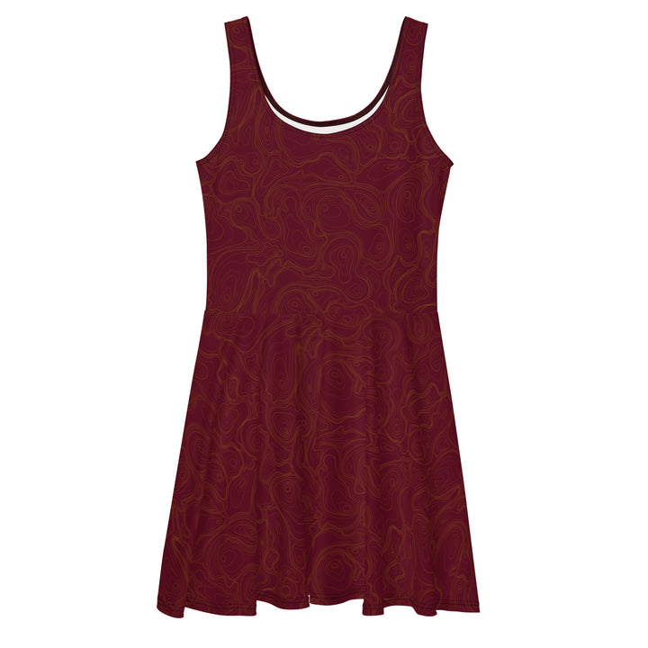 Topographic Map in Maroon & Gold Skater Dress by Mtn Flo | Spandex Blend