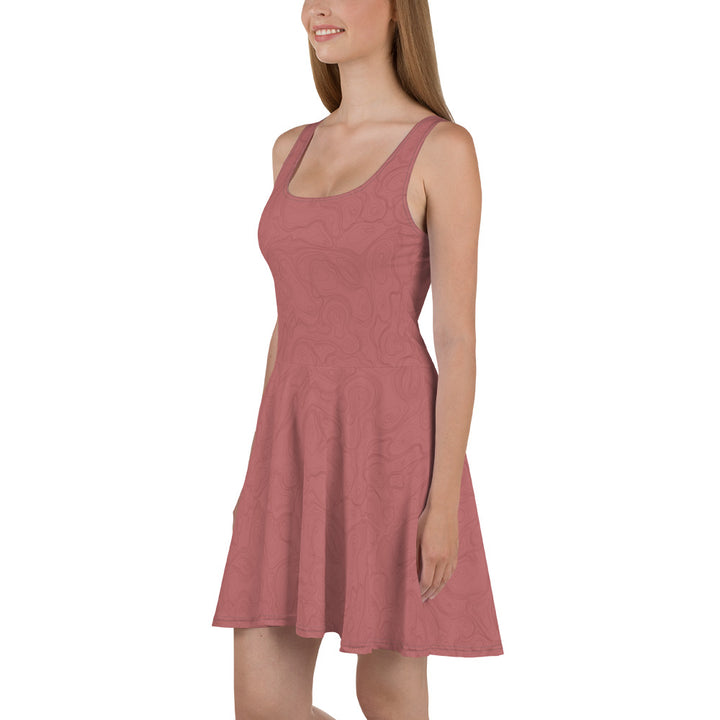 Topographic Map in Rose Skater Dress by Mtn Flo | Spandex Blend